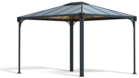 Palram Martinique 3600 Gartenpavillon: Höchst Widerstandsfähig, Hardtop Pavillon 360x296cm. Robuste Aluminiumkonstruktion Mit Dach Aus Polycarbonat. Ideal Als Freistehende Überdachung.