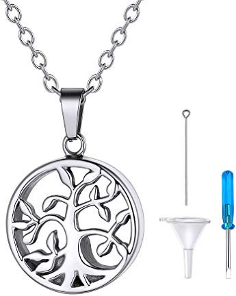 FaithHeart Silber Cremation Schmuck Feuerbestattung Halskette mit Anhänger Lebensbaum mit Geschenkebox für Damen und Herren