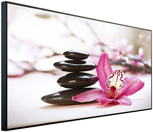 Ecowelle Infrarotheizung mit Bild | 750 Watt | 60x120 cm | Infrarot Heizung| | Made in Germany| k 29 Entspannungsblume und Steine