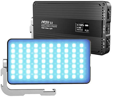 IVISII G2 RGB tragbares Kameralicht, eingebauter 4300 mAh Lithium-Akku, Videokonferenzbeleuchtung, 2600–10000 K, 12 W Vollfarb-LED-Licht-Panel für Fotografie, Studio, Hochzeitsaufnahmen