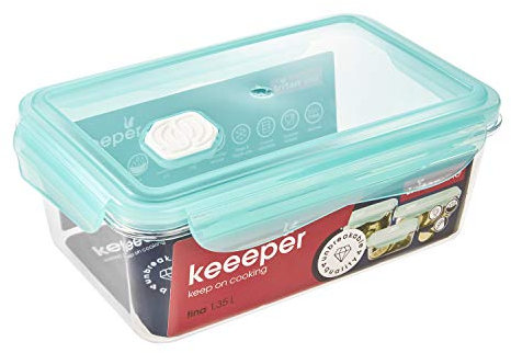 keeeper Frischhaltedose mit Klickverschluss, 22,5 x 13,5 x 8,2 cm, 1,35 l, Tina Tritan, Aquamarine