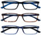 OPULIZE See-Lesebrille Blaulichtfilter 3er Pack Schmal Rahmen Federscharniere Verbessern Den Schlaf Computer Gaming Entspiegelt Schwarz Braun Transparenter Blau Herren Damen BBB9-123 +1.00