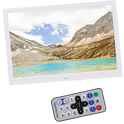 15 Zoll Digitaler Bilderrahmen HD 1280 X 800 Auflösung, Mit Fernbedienung, Musikunterstützung, Kalender, Wecker - Zeigen Sie Ihre Fotos An (WEISS)