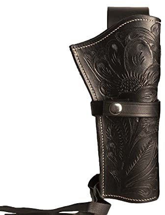 Hulara geprägtes Westernholster aus Leder Heritage 22 Holster .38 .44 .45 .357 .358 Cowboy Holster für Revolver 4 bis 8 Heritage Rough Rider Lederholster (Schwarz, richtig)