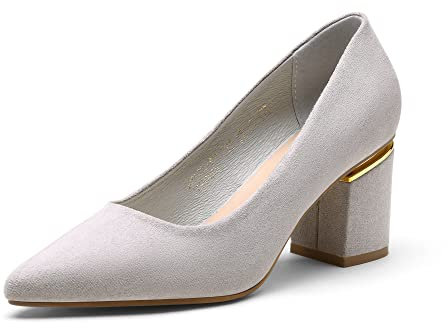 DREAM PAIRS Damen Pumps Elegante, gepolsterte Pumps mit Blockabsatz für Damene Grau SDPU2226W-E Größe 37 (EUR)