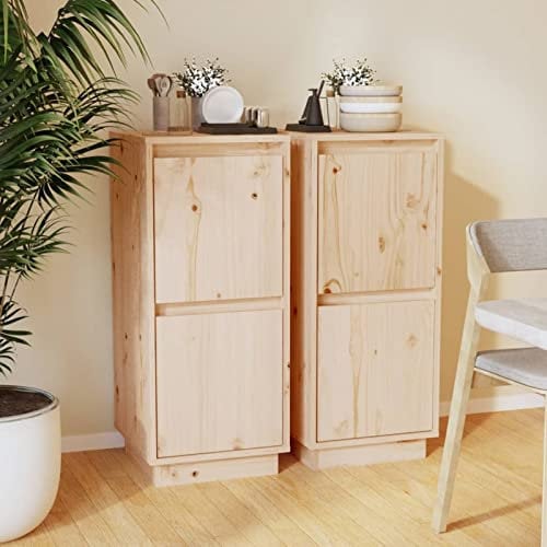 Festnight Aktenschrank Sideboard 2 STK.Büroschrank Bürocontainer Schreibtisch Unterschrank Druckertisch Büro Schrank Beistelltisch 31,5x34x75 cm Massivholz Kiefer