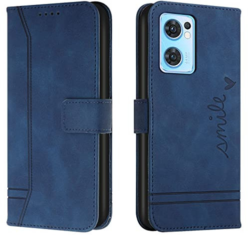 Lihondar Cover per Oppo Find X5 Lite/Reno 7 5G, Custodia Oppo Find X5 Lite/Reno 7 5G Portafoglio, Flip Libro Wallet Case Antiurto Custodia in Pelle PU, Slot per Schede, con Magnetica a Scatto (Blu)
