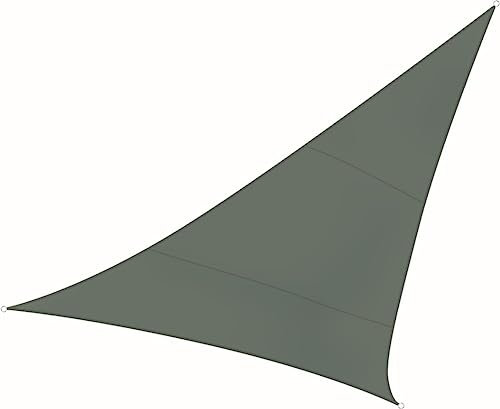 Perel Sonnensegel, Segel Sonnenschutz für Terrasse und Pool, wasserabweisend, UV-Schutz, 3 Edelstahl-O-Ringe, 3.6 x 3.6 x 3.6 m, 160 g/m², Polyester, Dreieck, grüngrau