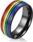FainFun Schwuler Ring, Lgbtq Ring, LGBT Gay Pride Rainbow Stolz pride ring, Ringe Gay, Rainbow Ring Herren, Pride Schmuck, Modering Schmuck, Partnerringe, Damenring (57, Schwarz)