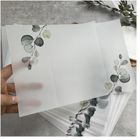 Transparentpapier Eukalyptus-Pergamentpapier, geeignet for eine 5 x 7 Hochzeitseinladung (Size : 50pcs)