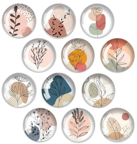 Zamety 12 Stücke Glas Blumenmuster Magnete, Magnete Klein, Magnete Kühlschrank, Magnete für Magnettafel, Kunst Kühlschrankmagnete, für Whiteboards, Kühlschränke, Fotos Usw (Runde/30 mm)
