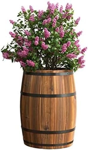 Blumenfässer, Retro-Weinfässer Aus Karbonisiertem Holz Und Holzfässer Zum Pflanzen Von Blumentöpfen, Für Die Dekoration Im Innenhof Einer Gastfamilie,Holz,26x32x40cm,YUYANAIAI