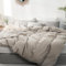ATsense Bettwäsche 135x200 cm Baumwolle 2teilig, Bettwäsche-Sets Beige ÖkoTex-Zertifizierte mit Leinenartigem Griff, Atmungsaktiv, 1 Bettbezug und 1 Kissenbezug 80x80 cm