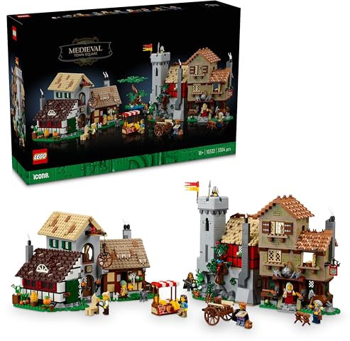 LEGO Icons 10332 Plaza de la Ciudad Medieval - Decoraci�n del hogar para adultos