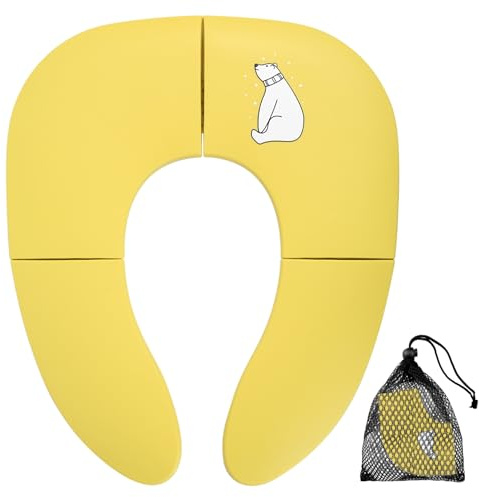 Riduttore Water Bambini Pieghevole, Riduttore Water WC da Viaggio per Bambini, Sedile WC Pieghevole, Vasino Portatile da Viaggio, Riduttore Toilette Sedile（Giallo）