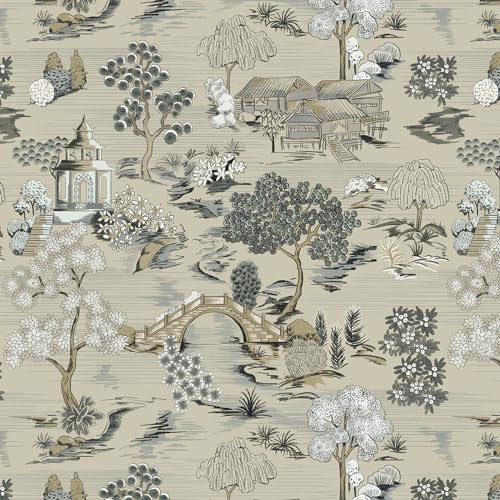 Yomshi Papel pintado autoadhesivo vintage 41 × 300 cm lámina adhesiva marrón paisaje muebles adhesivo impermeable vinilo lámina decorativa para armario, salón dormitorio