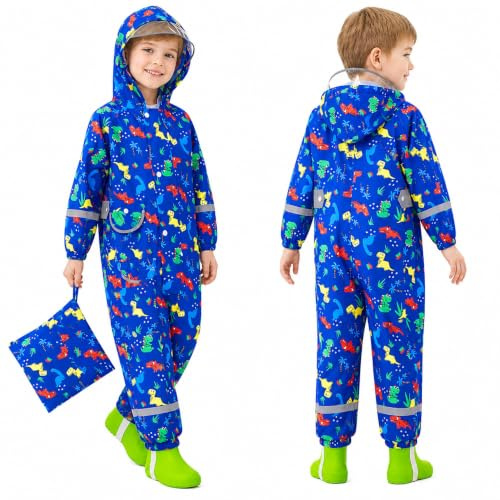 Domueay Imperméable Enfants Respirant Léger Combinaison de Pluie 1-9 Ans | Garçons Filles Vetement de Pluie avec Capuche Zip,Imperméables pour Bebe Vêtements Activités de plein air Cyclisme École