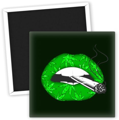 Lippen mit Weed Motiv und Joint Design - Kühlschrankmagnet - bunte Magnete - witzige Kühlschrankmagnete - kreative Geschenke - Geschenk für Cannabisliebhaber - Dekoartikel - Party Deko