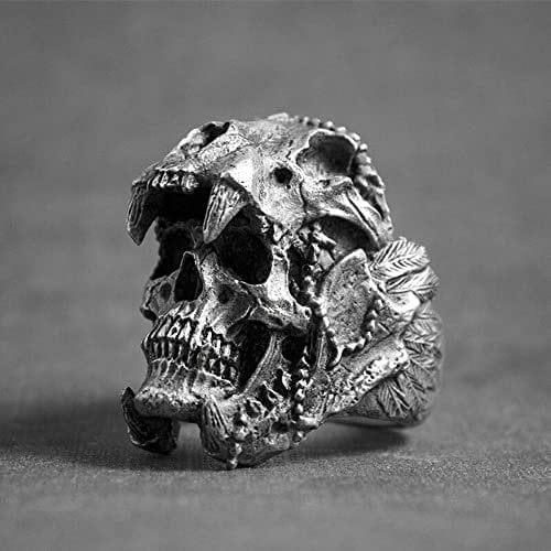 SHOUKAII Retro Punk Skeleton Schädel Ringe for Männer Frauen Gothic Halloween Jewelrys Persönlichkeit Männlichen Biker Rock Rap Ring Schmuck