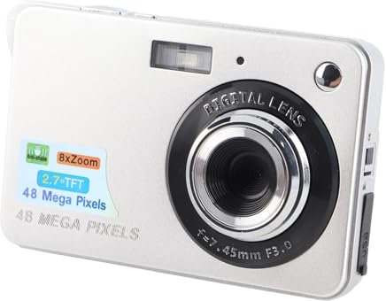 Appareil Photo Numérique 48MP HD 4K Autofocus Appareil Photo Compact Photographie de Voyage Argent