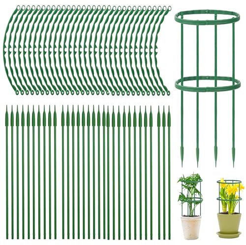 48 Piezas Soportes para Plantas, Anillos de Soporte para Plantas de Plástico, Tutores para Plantas, Semicírculo Apoyo para Plantasn, Trepadoras Adecuado para Flores Plantas Vides