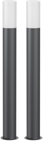 ledscom.de 2x Wegelicht/Pollerleuchte GROPO für außen mit Premium Echtglashaube – UV-beständig, kein Vergilben, IP44, 90 cm, anthrazit, 1x E27 471lm, extra-warmweiß