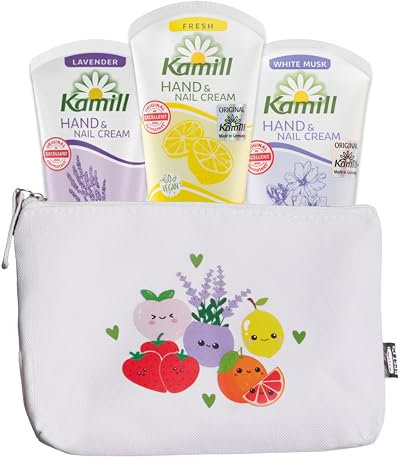 Kamill x Korea Edition – Pure Set – 3x Hand- & Nagelcreme 75ml – Handcreme Lavender, Fresh, White Musk – Inklusive Kosmetiktasche – Multiset - Feuchtigkeitscreme