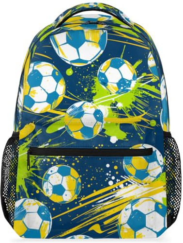 peiyeety Fußball-Doodle-Sportrucksack für Damen und Herren, leicht, Tagesrucksack, Laptop-Rucksack, Schultertasche für Reisen, Arbeit, Camping, Sport
