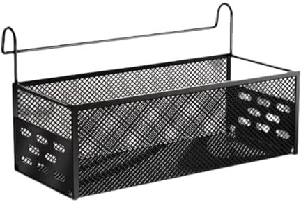 Ronyme Bedside Hanging Storage Basket Rack Portable Metal Multipurpose Large Bedside Shelf Container for Bedroom Bed Rails Office, Black