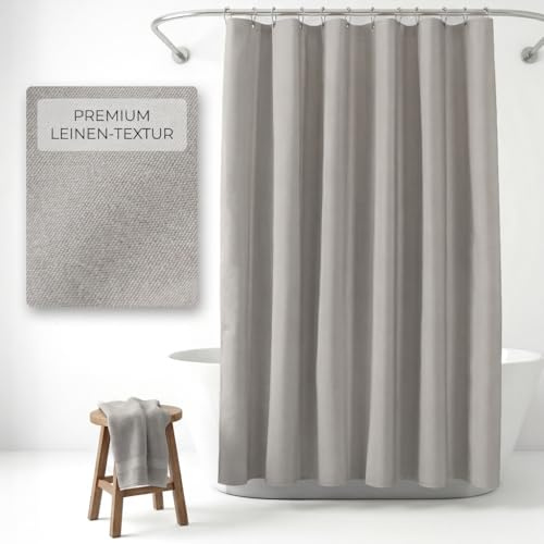 NESTN® Duschvorhang 180x200cm Dunkelgrau – 230 GSM Leinen Wasserdicht
