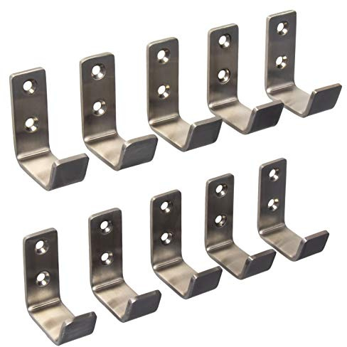 Gedotec Mantelhaken Wand-Montage universal Garderobenhaken Edelstahl Kleiderhaken gebogen - SANDRA klein | 48 x 20 mm | Wandhaken zum Schrauben | 10 Stück - Wand-Garderobe mit Befestigungsmaterial