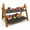 2 Tier Slate Cake Stand Wedding Tiered Serving Display Stand Food Antipasti Tapas Sushi Appetizer Cheese Boards Platter Bamboo VanGogh (12pcs)
