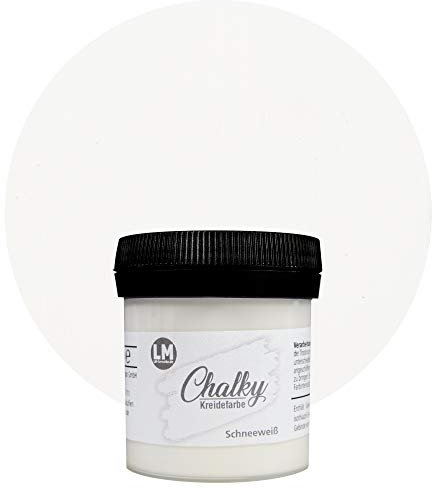 LM-Kreativ Chalky Kreidefarbe 100ml (Schneeweiß) - - Finish Kreide-Farbe für einen Vintage/Shabby-Chic-Look. Die Kreidefarben/Kalkfarbe sind auch als Holzfarbe verwendbar & trocken matt auf