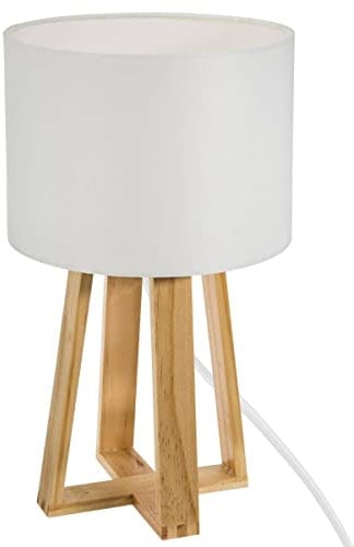 Atmosphera - Lampe Molu - bois et blanc H35 cm