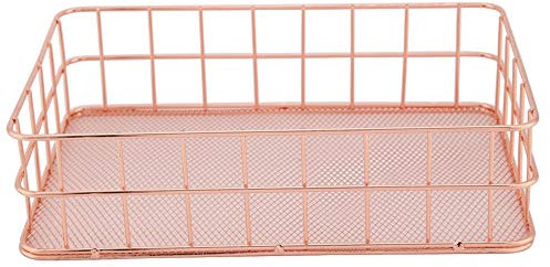 Jeffergrill Rose Gold Iron Metal Panier De Rangement En Métal Plateau Organisateur Plateau Rack Conditionneur Fil titulaire Bureau Décor(D)