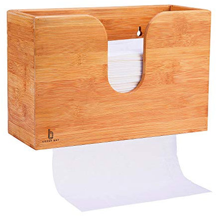 Cozee Bay Bambus Papierhandtuchspender, Papierhandtuchhalter für Küche Badezimmer WC von Haus und Gewerbe, Wandhalterung oder Arbeitsplatte für Multifold, C Falz, Z Falz, dreifach gefaltete Handtücher