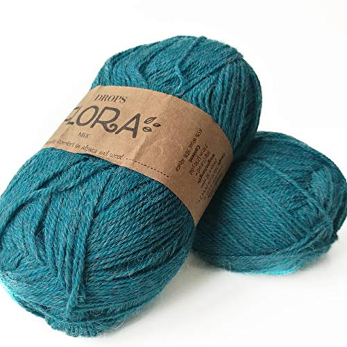 DROPS Flora 11 MIX Petrol 4 ply Alpaca and Wool Knitting and Crochet Yarn