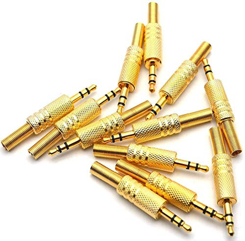 RUNCCI-YUN 12 pezzi maschio 3.5 mm stereo saldare/jack 3,5 saldare/jack audio 3.5mm Saldatura/Connettore cuffie Saldatura(Dorato)
