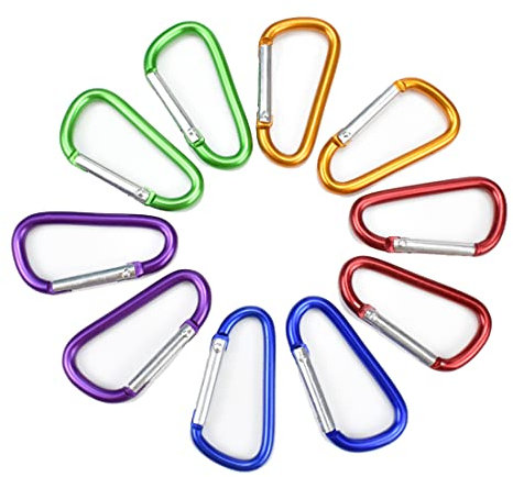 10 Pcs Large Carabiner D Ring Clip Hook Durable Keychain Camping Accessories for Outdoor, Fishing, Hiking, Traveling