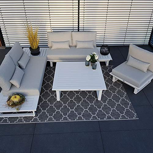 ICM Alu Gartenlounge Set Grenoble Aluminium weiß Gartenmöbel Loungegruppe Terrassenmöbel Outdoormöbel Loungeset Outdoorlounge Gartenmöbelset Lounge