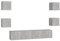 vidaXL TV Cabinet Set 6 Piece Indoor Furniture Hanging Wall-Mounted TV Cabinet Storage Media Unit Hifi TV Unit Concrete Grey Engineered Wood