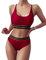 TOMEEK Damen Bikini Set mit Mesh Zweiteilig Badeanzug Push up Gepolstert High Cut Sport Bademode Hohe Taille Bikinis für Frauen(Weinrot,M)