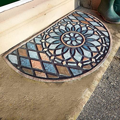 Coopers of Stortford Outdoor Door Mat Slate Effect Half Moon or Rectangular Anti-slip Rubber Backing (Rectangular)