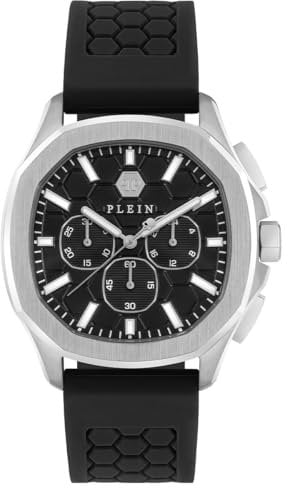 Philipp Plein Herren Analog Quarz Uhr mit Silikon Armband PWSAA0123