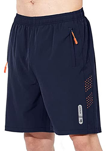 JustSun Kurze Hosen Herren Shorts Sommer Kurz Sporthose Jogginghose Herren Sport Shorts Trainingshose Laufshorts mit Reissverschluss Blau L