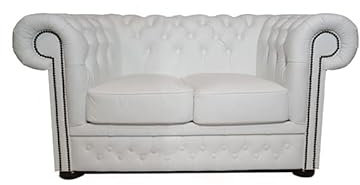 Chesterfield Sofa First Class - The Chesterfield Brand | 2 Sitzer Sofa | 100% Leder, handgefertigt, Original Chesterfield | Breite 150 cm | Weiß