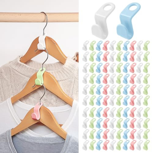 OSDUE 100PCS Gancho de Conexión para Perchas de Ropa, Mini Organizador de Perchas de Plástico para Armario, Gancho de Conexión para Ahorrar Espacio, Mini Organizador de Perchas de Plástico