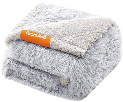 Feandrea Coperta Impermeabile per Cani, Coperta di Peluche Lunga per Cani in Miniatura, Gatti, 73 x 63 cm, S, Copridivano Reversibile per Cani su Entrambi i Lati, Grigio Ombré PPB003G01