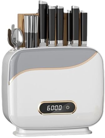 Portacoltelli sterilizzatore UV multifunzionale a parete con coltello per asciugatura e macchina per riporre e sterilizzare le bacchette,White