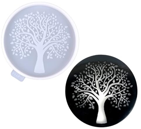 CASNO Moules en silicone, arbre de vie, moule en résine époxy pour dessous de verre utilisé pour fabriquer des pièces d'agate artificielle